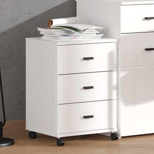 Συρταριέρα Γραφείου Ξύλινη Almond 38 3f Rs Λευκό 39x35x56cm