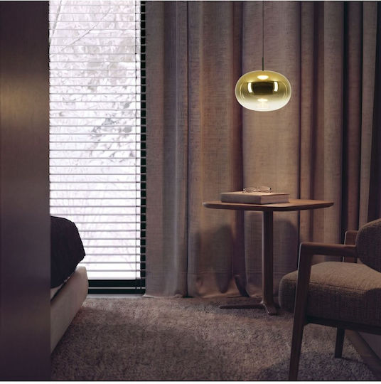 Zambelis Lights Κρεμαστό Φωτιστικό Χρυσό LED με Θερμό Λευκό Φως 28x28εκ.