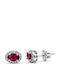 Ios Silver Earrings with Fuchsia Stones