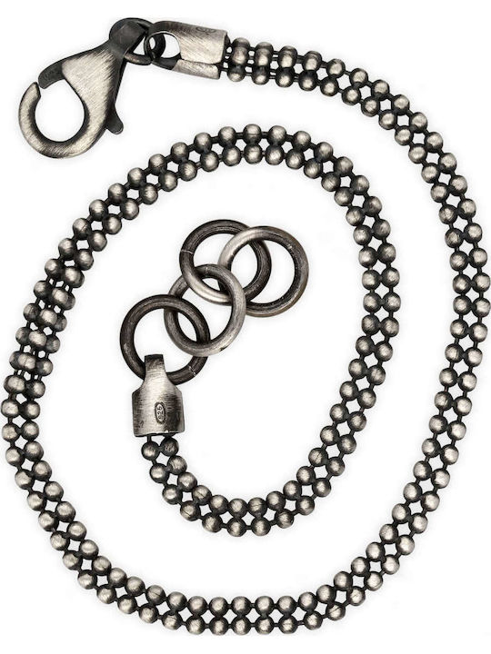 Men's Bracelet Chain Small Beads Handmade Silver 925 21cm