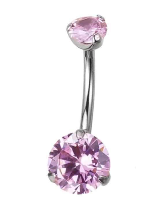 Silver And More Belly Button Piercing Earring Gold Plated Titanium 10 x 5mm Pink