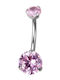 Silver And More Belly Button Piercing Earring Gold Plated Titanium 10 x 5mm Pink