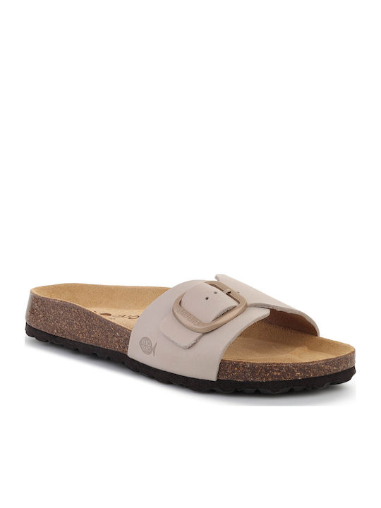 Leder Flache Sandalen Für Damen Beige