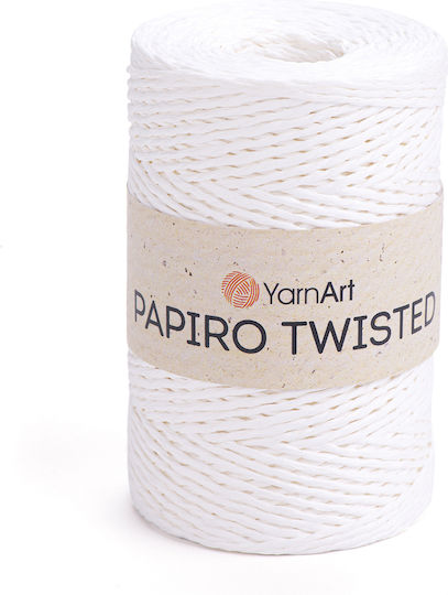 YarnArt Papiro Twisted 1311 White Knitting Yarn 100% Raffia Paper 100g 170m