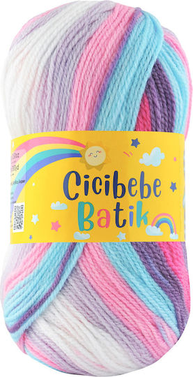 Kamgarn Cicibebe Batik Νημα Πλεξιματος Col550-30 Γαλαζιο-φουξια-μωβ Πολυχρωμο Ακρυλικο 100gr 360mtr