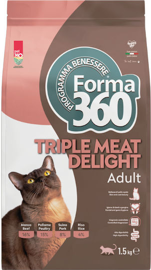 Forma 360 Hrană Uscată pentru Pisici Adulte cu Carne / Carne de Vită / Pui / Carne de Porc 1.5kg