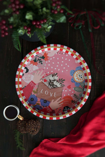 SteweHome Christmas Metal Red Tray 31.5cm