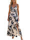 Summer Maxi Slip Dress Black and White