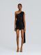 Summer Mini Evening Drape Dress Black
