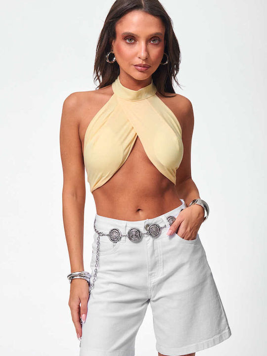 Decoro Γυναικείο Crop Top Κιτρινο
