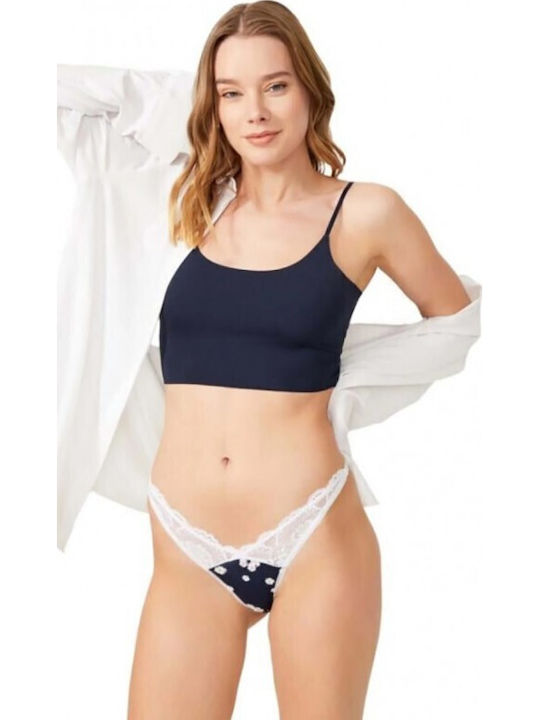 CottonHill Γυναικείο String με Δαντέλα Λευκο