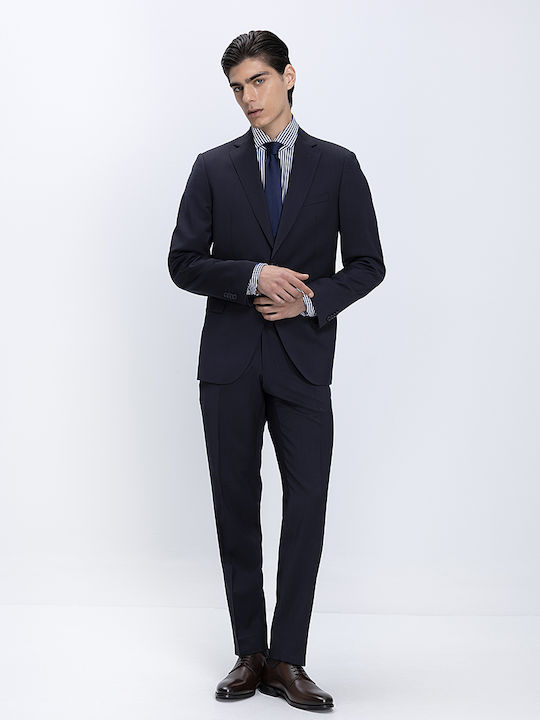 Summer Men's Suit with Slim Fit Dark Blue