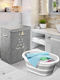 SteweHome Set Plastic Collapsible Laundry Baskets with Lid Grey