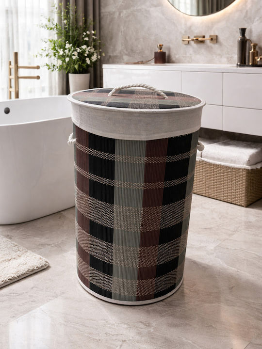 SteweHome Coș de Rufe Bambus 72l cu Capac Verde SteweHome Coș de Rufe Bambus 72l cu Capac Verde