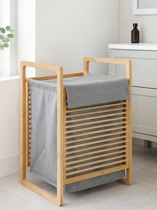 SteweHome Coș de Rufe din Bambus 45l Gri