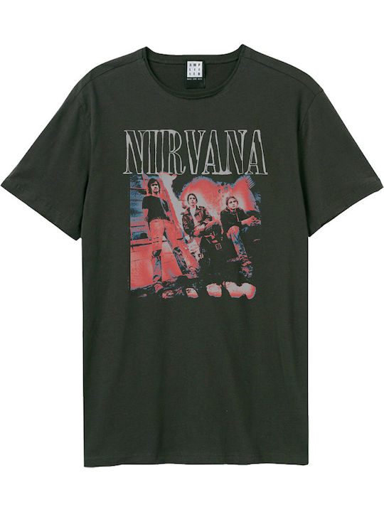 Amplified Nirvana Bedrucktes T-Shirt Dunkelgrau Unisex Zave210n451-cha