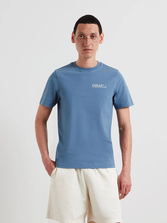 Farah Unisex T-shirt Baumwoll Graphic Print Auf Der Rückseite Farah Hellblau Off-White Baumwolle All Day Casual