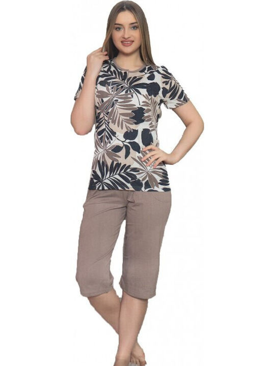 Mirano Homewear Καλοκαιρινό Γυναικείο Σετ Πιτζάμας Καφέ
