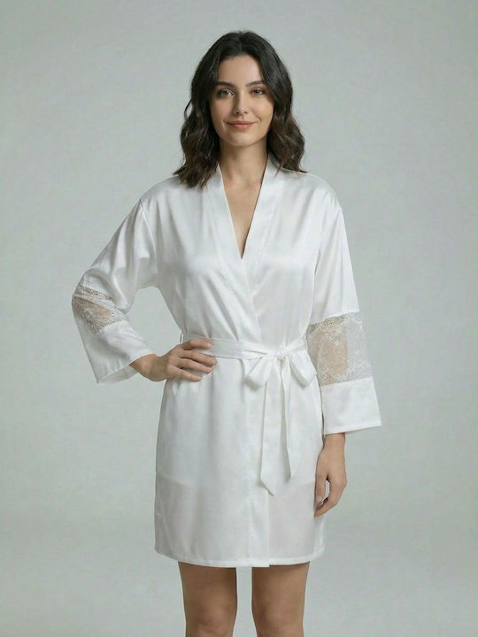 Milena by Paris Καλοκαιρινή Νυφική Γυναικεία Ρόμπα Λευκό