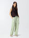Pantalone Γυναικείο Υφασμάτινο Παντελόνι σε Wide Γραμμή Verde