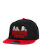 Stranger Things Red Καπέλο Flat Snapback Μαύρο Κόκκινο 100% Βαμβακερο Unisex One Size