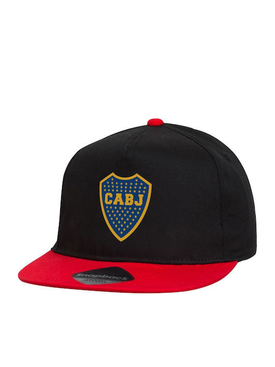 Club Atlético Boca Juniors Flat Snapback Cap Black Red 100% Cotton Unisex One Size