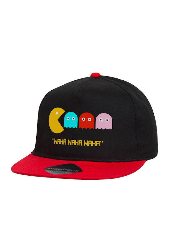 Pacman Waka Waka Waka Cap Flat Snapback Black Red 100% Cotton Unisex One Size
