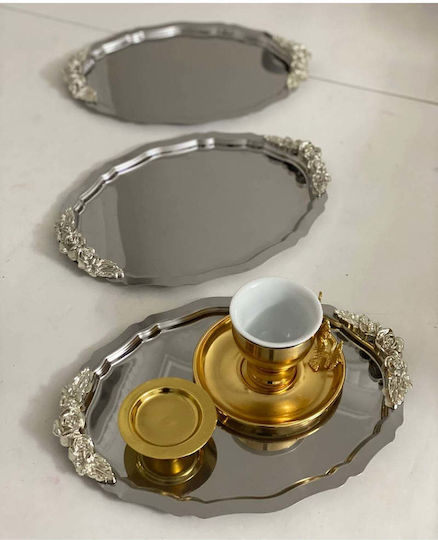 SteweHome Διακοσμητικός Δίσκος Μεταλλικός Οβάλ 20x25cm 6τμχ