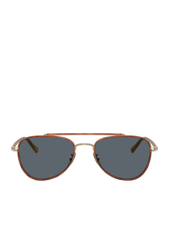 Unisex Sonnenbrillen mit Braunen Metallischen Rahmen und Blauen Gläsern