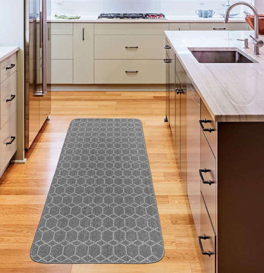 Nikotex Carpets Rutschfest Küchenmatte Läufer Küchen Belmont Grau-Weiß 67x200