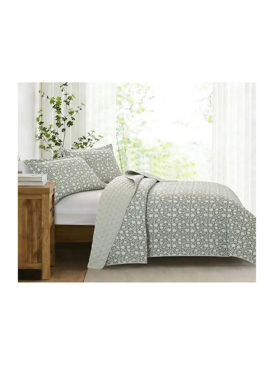 Liolios Home Coverlet Set Super King Green 220x240cm 3 Pieces