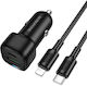 Borofone Автомобилен Заряден Устройство 38W Бързо Зареждане с Портове 1xUSB-A 1xType-C с Кабел Lightning / Type-C Черен Цвят
