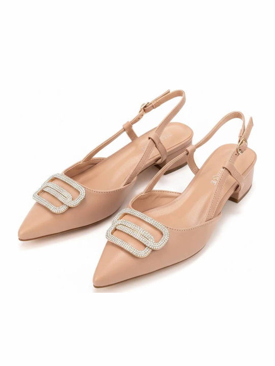 Diamantique Pointed Toe Heels with Strap & Low ...