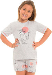 Frog Optical Παιδική Πιτζάμα Καλοκαιρινή Βαμβακερή Γκρι Frog Optical Παιδική Πιτζάμα Καλοκαιρινή Βαμβακερή Γκρι
