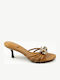 Mules with Thin Low Heel in Brown Colour