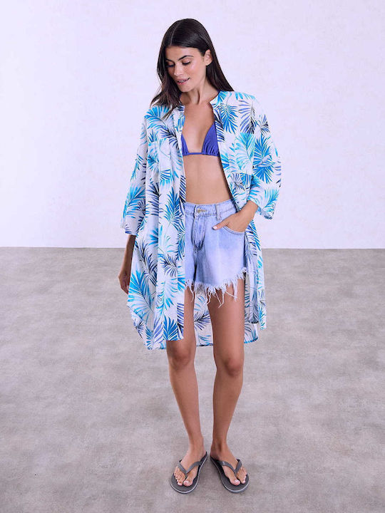 Celestino Women's Printed Caftan Shirt With Poc...