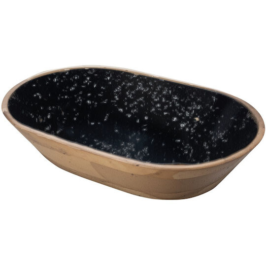 Bol Oval Din Lemn De Mango Cu Căptușeală Interioară Din Rășină Negru 44x29.5x10cm Wcc4429z