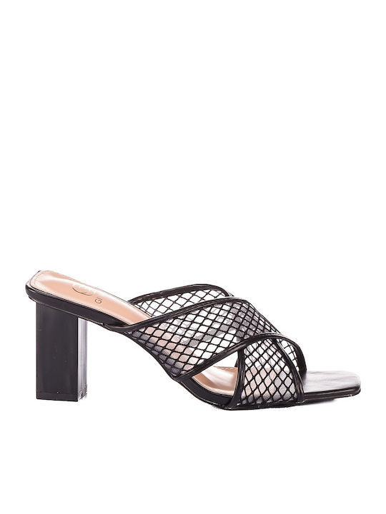 Mules With High Heel In Black Colour