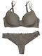 Infiore Lace Underwear Set Bra with Brazil Grey-Argent