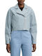 Δερμάτινο Γυναικείο Biker Jacket Azzurro Light Blue