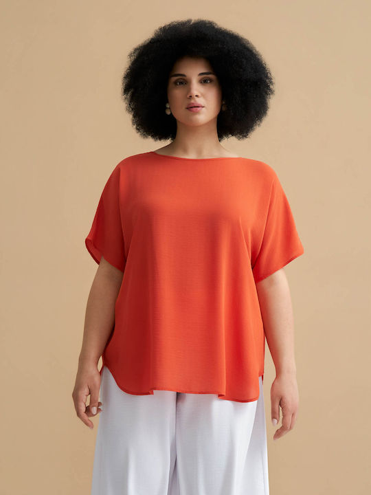 Mat Fashion Bluza Damă Mâneci Scurte Portocalie...