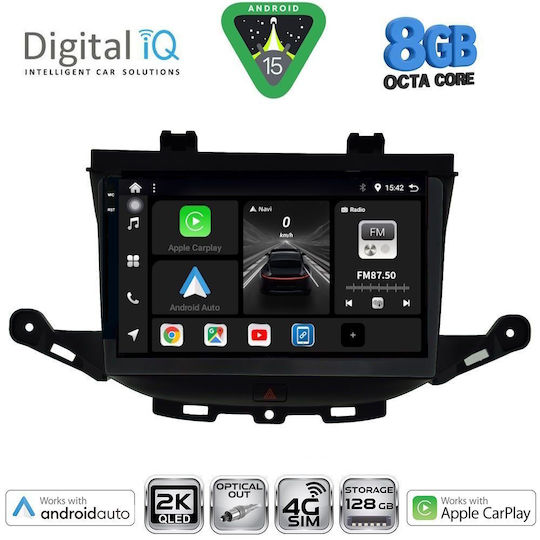 Digital IQ Ηχοσύστημα Αυτοκινήτου για Opel Astra 2015-2022 (Bluetooth/USB/WiFi/GPS/Apple-Carplay/Android-Auto) με Οθόνη Αφής 9"
