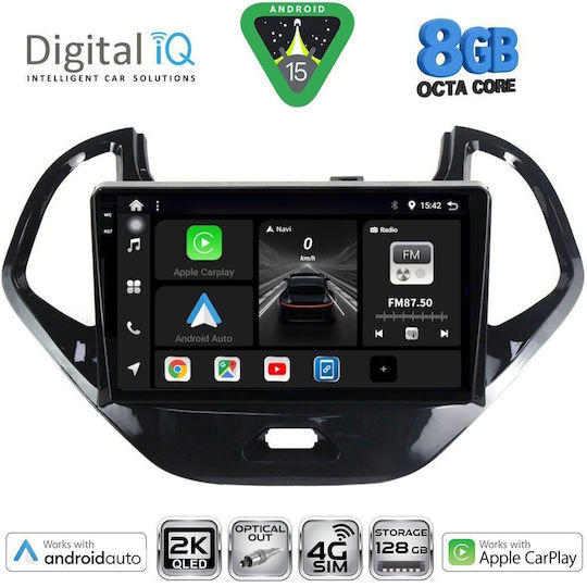 Digital IQ Ηχοσύστημα Αυτοκινήτου για Ford Ka 2017 (Bluetooth/USB/WiFi/GPS/Apple-Carplay/Android-Auto) με Οθόνη Αφής 9"