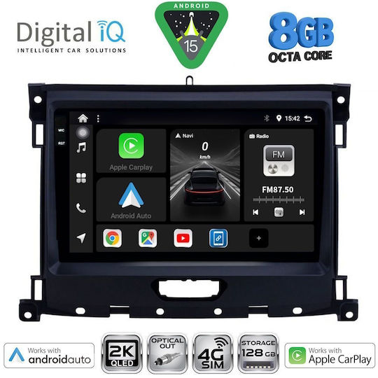 Digital IQ Car Audio System for Ford Ranger 2018-2023 (Bluetooth/USB/WiFi/GPS/Apple CarPlay/Android Auto) with 9" Touch Screen