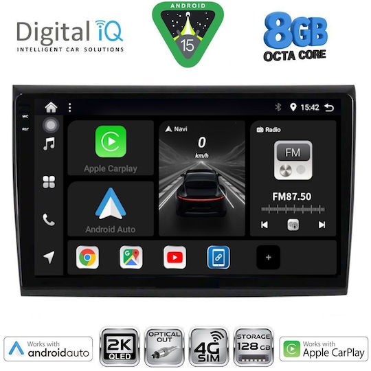 Digital IQ Ηχοσύστημα Αυτοκινήτου για Fiat Bravo 2007-2019 (Bluetooth/USB/WiFi/GPS/Apple-Carplay/Android-Auto) με Οθόνη Αφής 9"