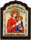 Panagia Portaitissa Silver Icon Wood Locally Gilded 33x25 Cm