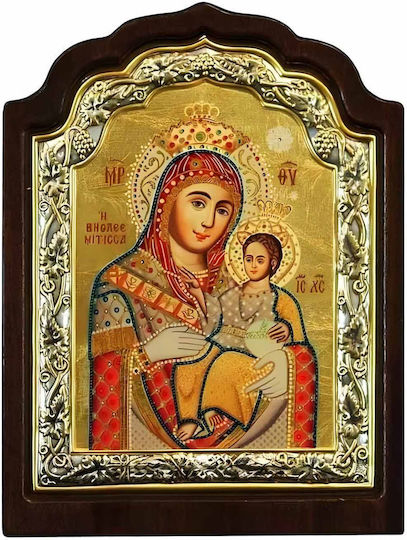 Panagia of Bethlehem Silver Icon Wood Locally Gilded 33x25 Cm