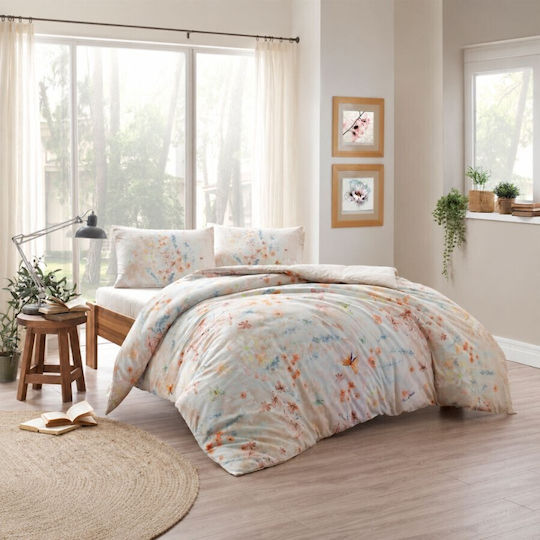 Tac Set Huse Pentru Pilote 160x220cm Simplă Cu Față De Pernă Și 1 Cearșaf Salmon