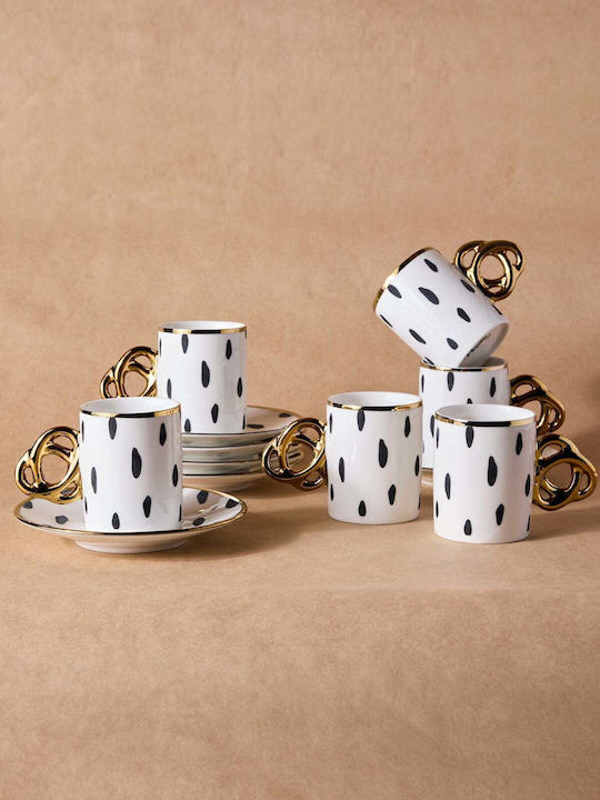 SteweHome Set Of Multicolour Porcelain Coffee Cups 6 Pieces