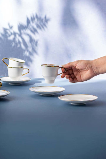 SteweHome SteweHome Set Tassen Kaffee aus Porzellan Gold 90ml 6 Stück